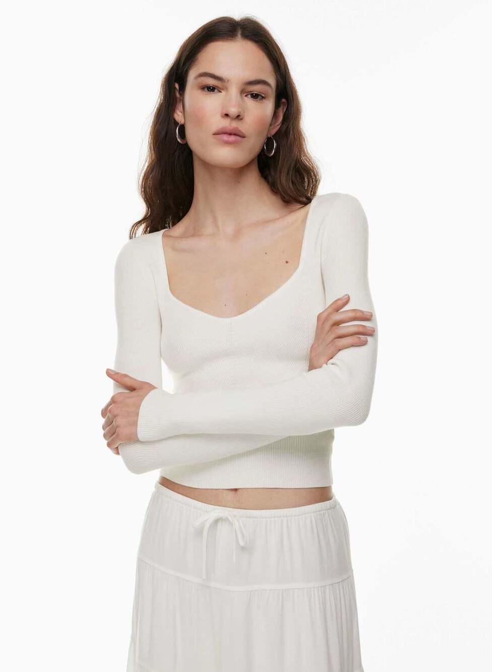 Wilfred Hush Knit Sweetheart Long-Sleeve Ribbed Sweater